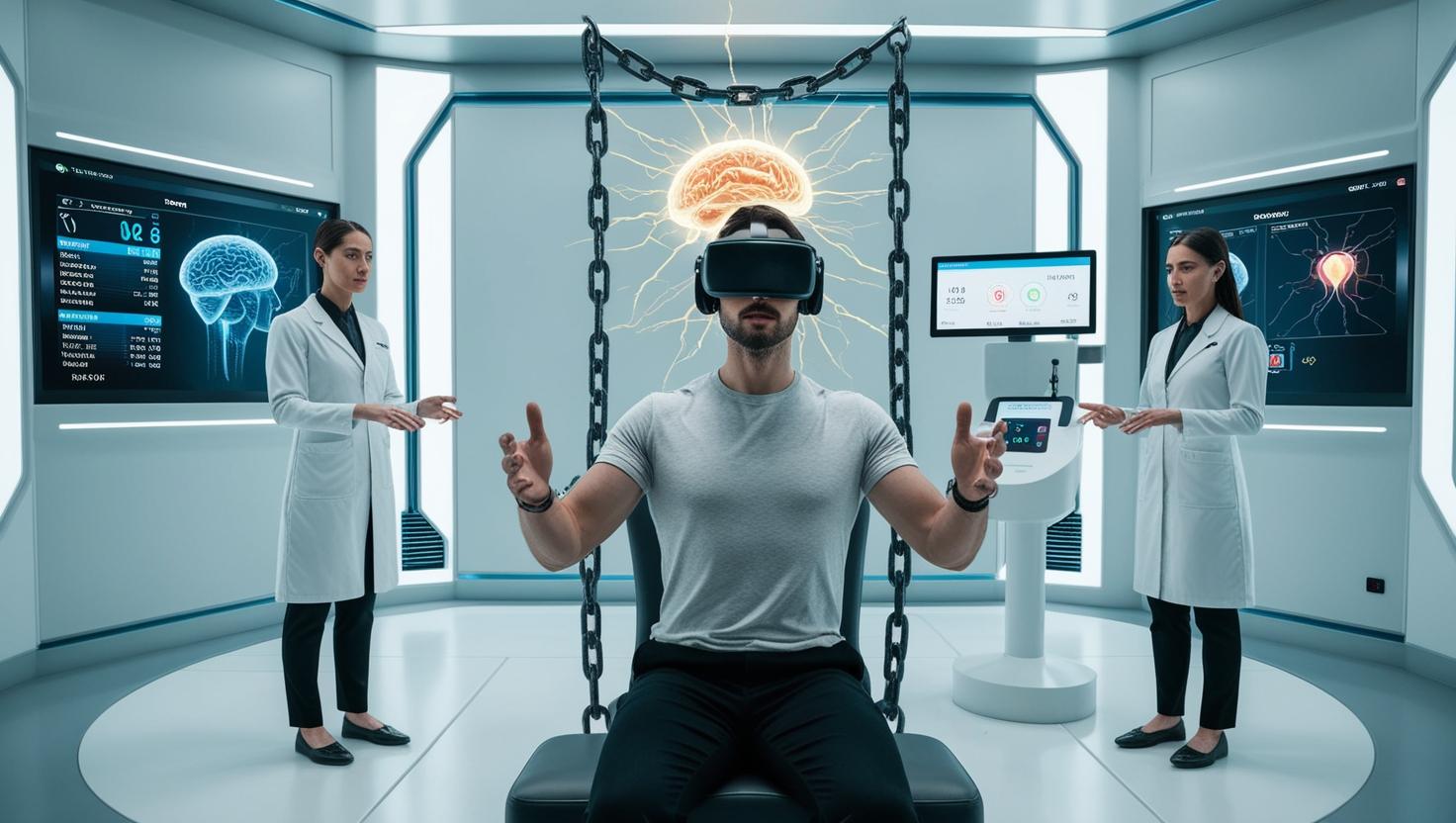 Virtual reality exposure therapy session for social phobia mental health treatment