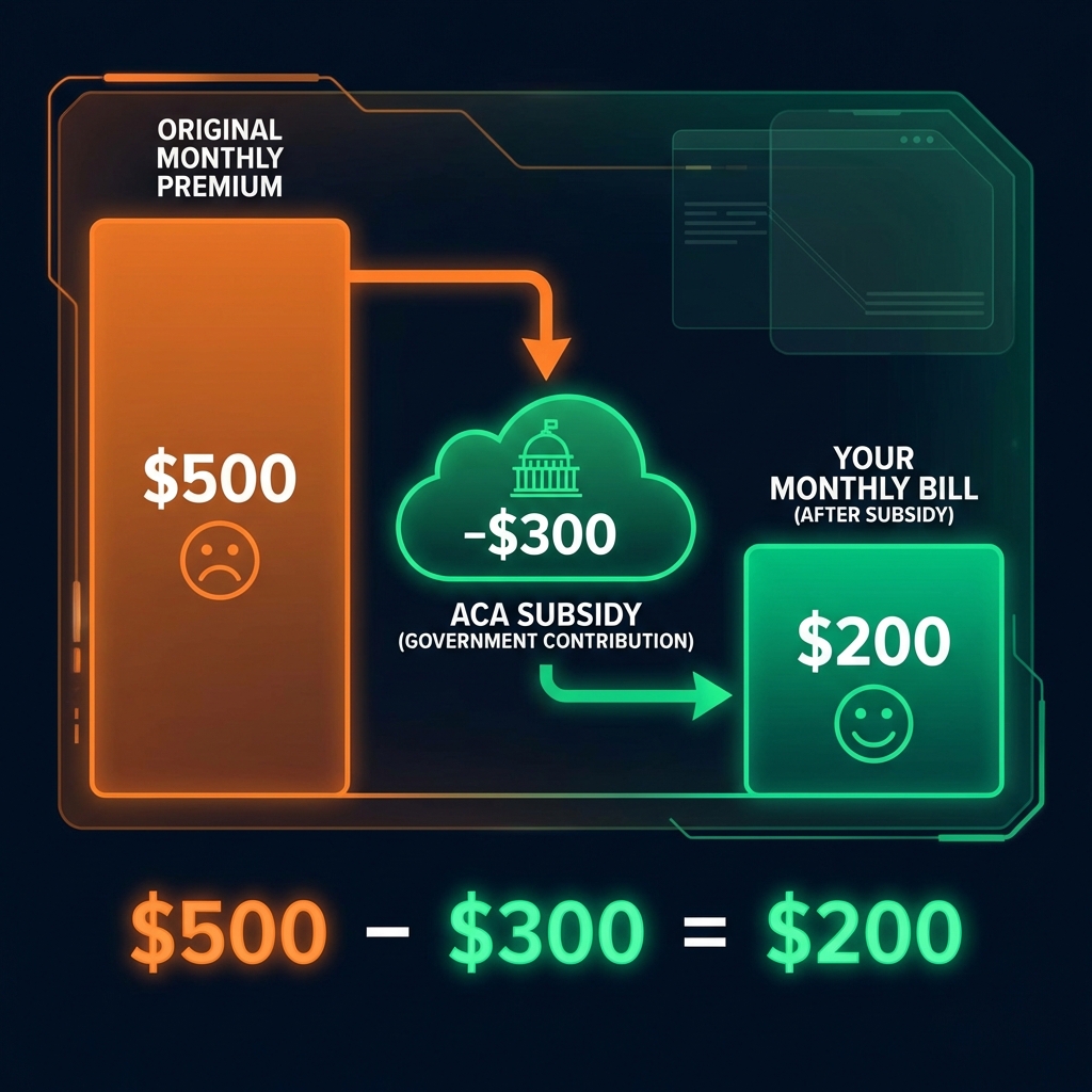 diagram explaining how aca subsidies reduce monthly premiums