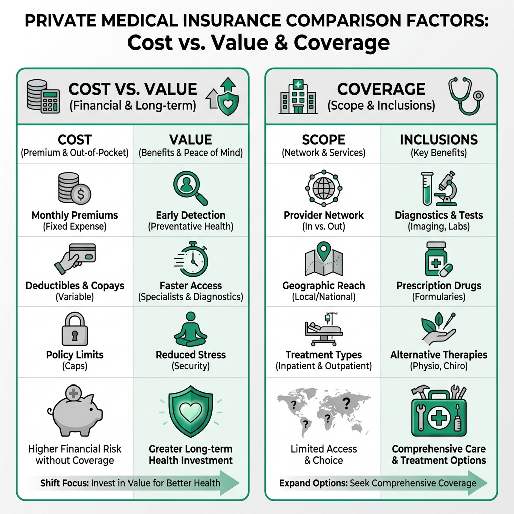 Comparison of Cost vs Value in Private Medical Insurance - best private medical insurance UK
