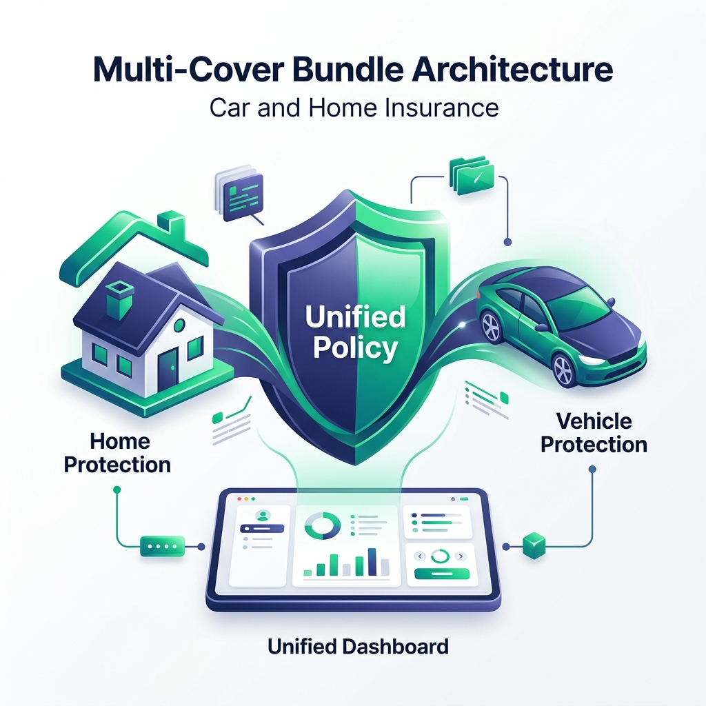car insurance and home insurance bundle structure - educational infographic
