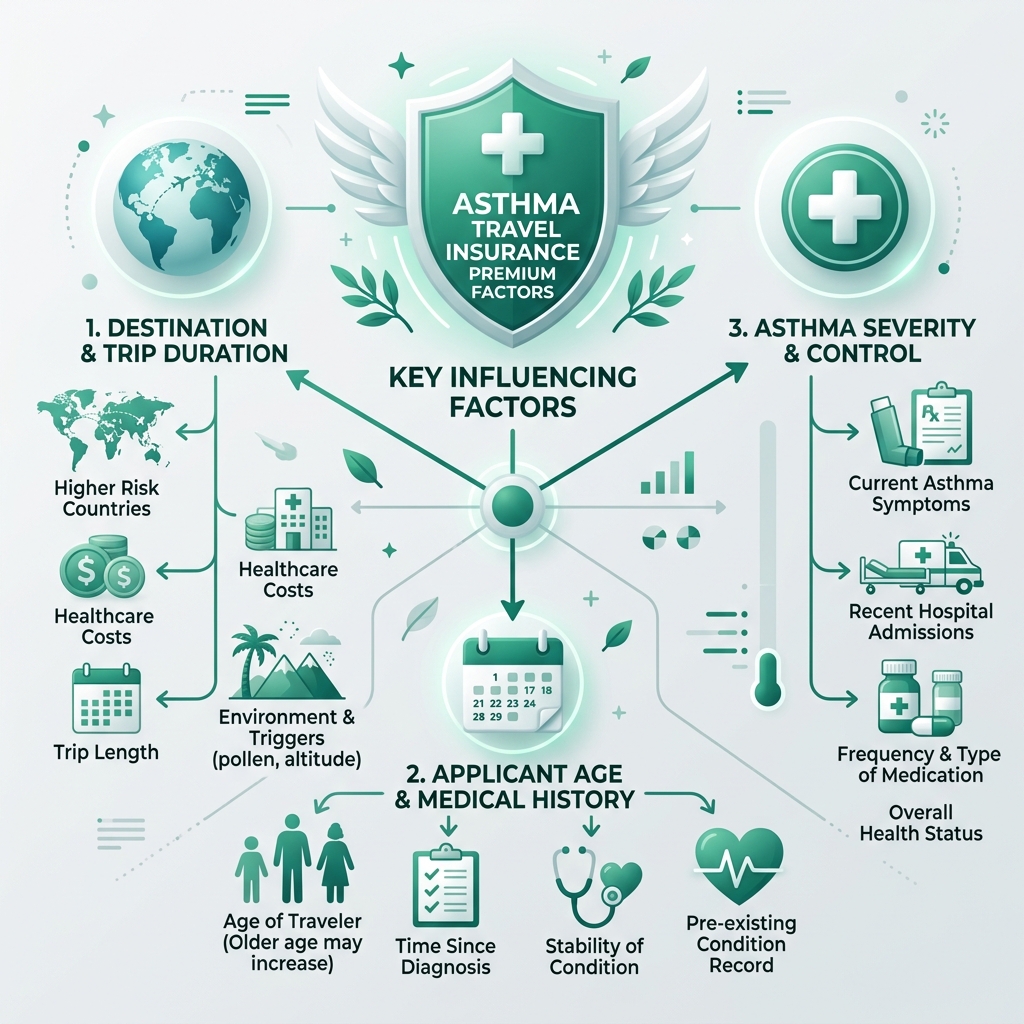 infographic showing cost factors - cheap asthma holiday insurance