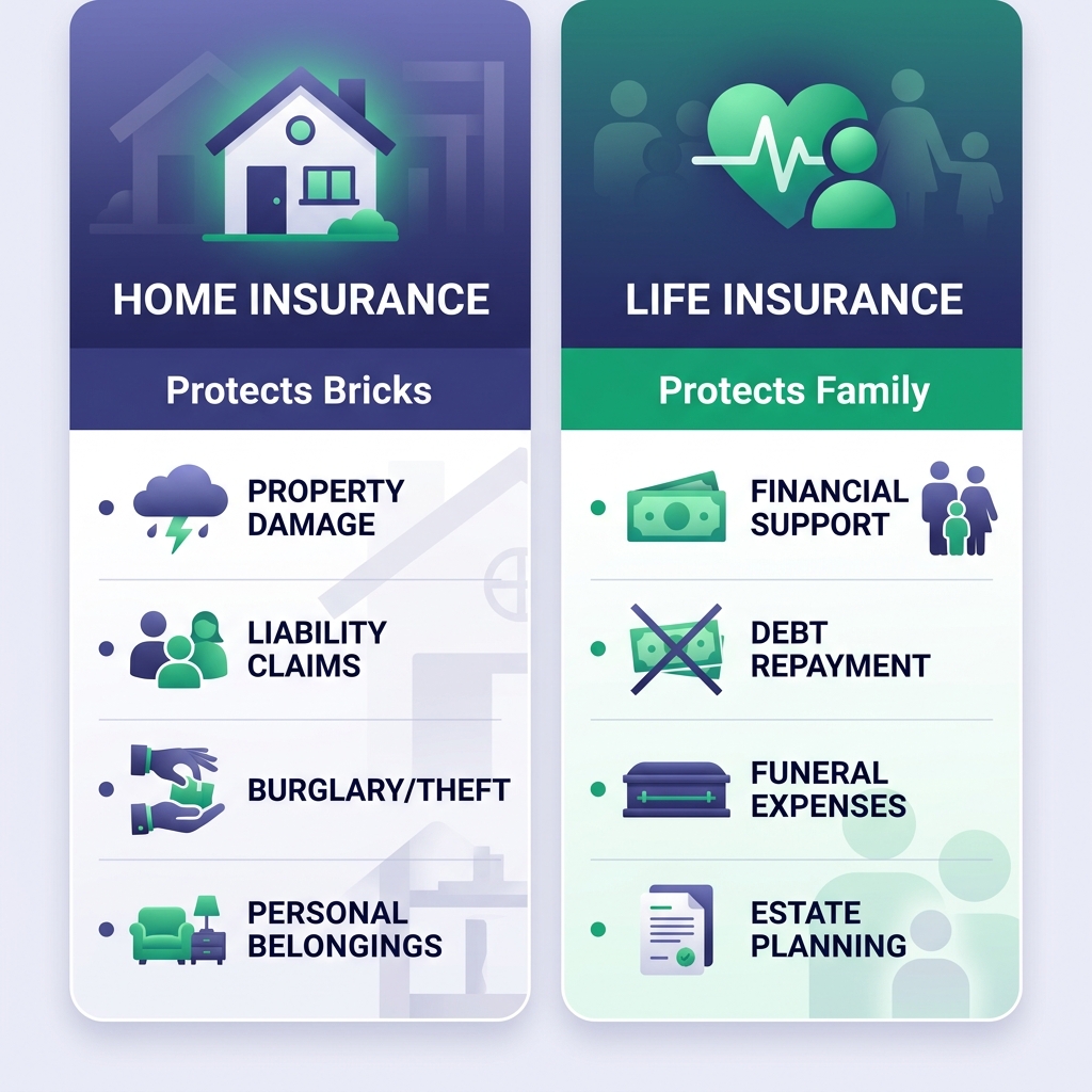 Difference between home insurance and life insurance - home insurance and life insurance