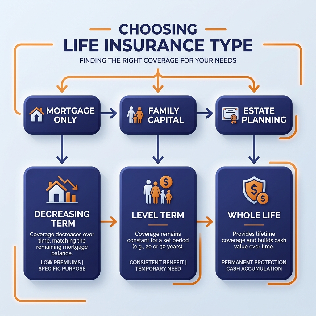 Decision flow for life insurance types - home insurance and life insurance