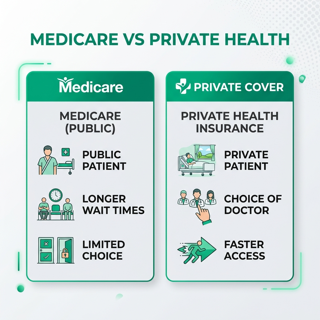 comparison of medicare vs private health insurance in australia - private health cover au