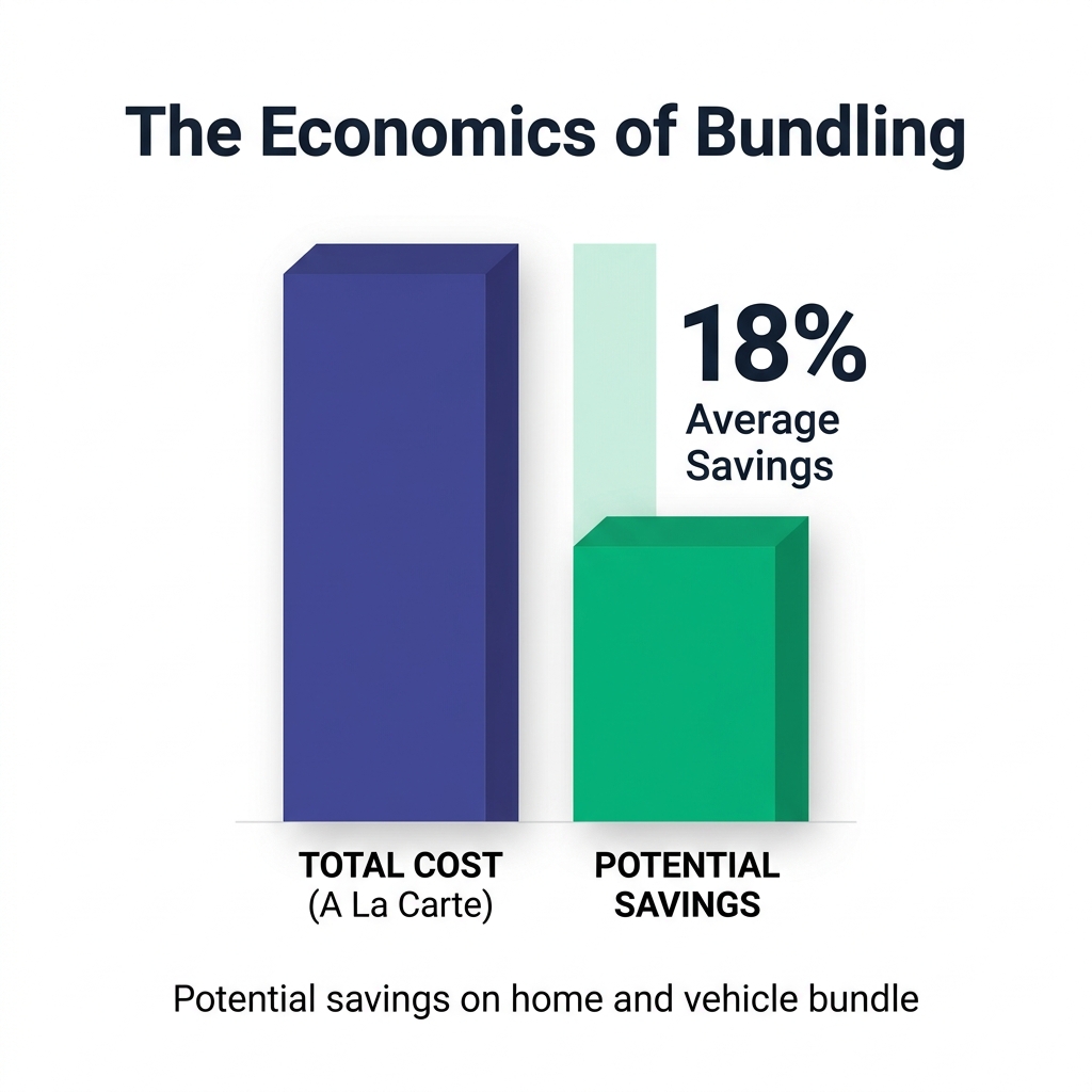 Educational visualization of financial savings and shared excess benefits - home and vehicle insurance