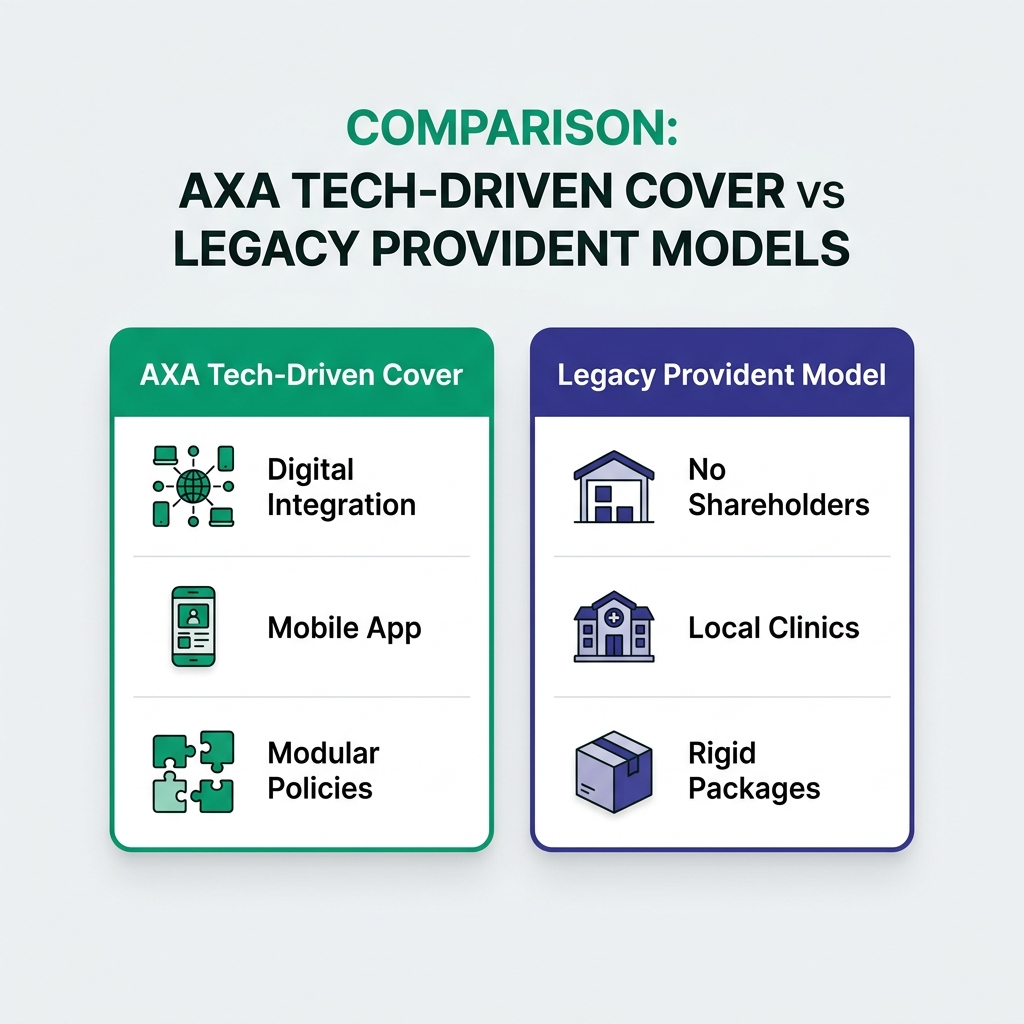 Comparison between AXA tech-driven health insurance and legacy provident models - axa corporate health insurance