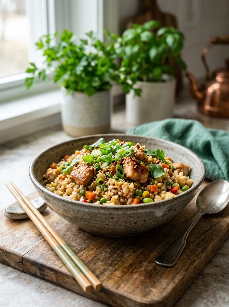ONE POT CAULIFLOWER CHICKEN FRIED RICE